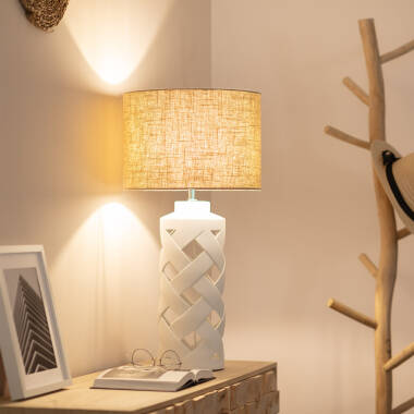 Imagem de Candeeiro de Mesa de Cerâmica e Tecido Makalu Imagem de Candeeiro de Mesa de Cerâmica e Tecido Makalu