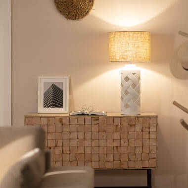 Imagem de Candeeiro de Mesa de Cerâmica e Tecido Makalu Imagem de Candeeiro de Mesa de Cerâmica e Tecido Makalu