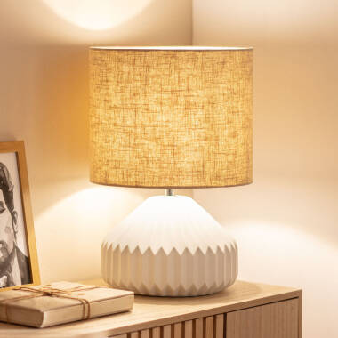 Lámpara de Mesa Porcelana y Tela Monduver