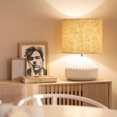 Imagem de Candeeiro de Mesa Porcelana e Tecido Monduver