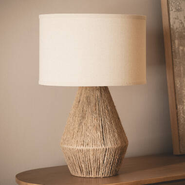 Candeeiro de Mesa Corda Natural e Linho Dione