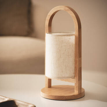 Lámpara de Mesa LED Portátil Madera con Batería USB Recargable Fragosa