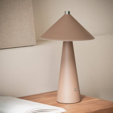 Candeeiro de Mesa LED 3W Portátil Couro e Metal com Bateria USB Recarregável Nhalma