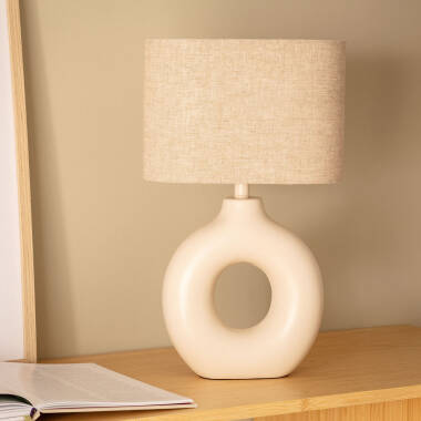 Lámpara de Mesa Cerámica y Tela Memphis