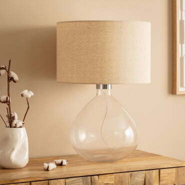 Candeeiro de Mesa em Tecido e Vidro Marseille