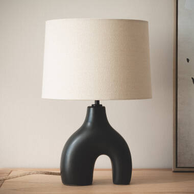 Candeeiro de Mesa Cerâmica e linho Ginger