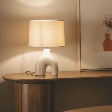 Imagen de Lámpara de Mesa Cerámica y Lino Ginger