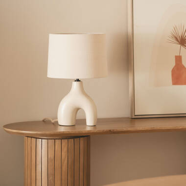 Imagen de Lámpara de Mesa Cerámica y Lino Ginger