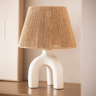 Candeeiro de Mesa Papel Trançado e Resina Otilia