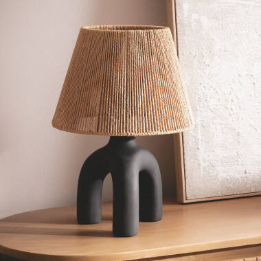 Candeeiro de Mesa Papel Trançado e Resina Otilia