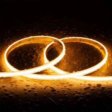 Fita LED Regulável 220V COB Auto-retificada 320 LED/m 14W/m 1120lm/m SILICONE FLEX Largura 10mm Corte 25cm IP65 à Medida