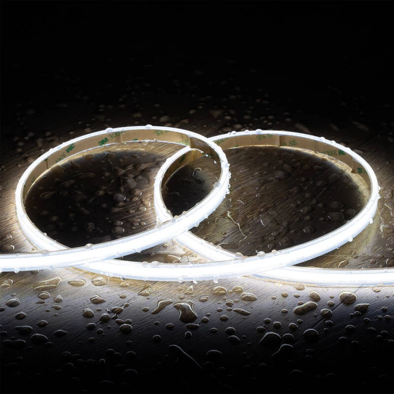 Imagen de Tira LED Regulable 220V COB Autorrectificada 320 LED/m 14W/m 1120lm/m SILICONE FLEX Ancho 10mm Corte 25cm IP65 a Medida