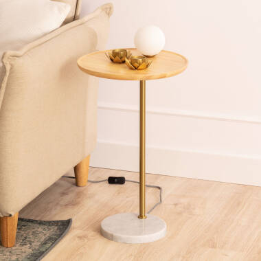 Lámpara de Mesa Madera y Cristal Brandt