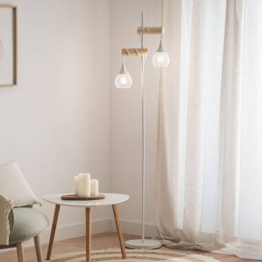 Imagen de Lámpara de Pie Aluminio y Madera Monah