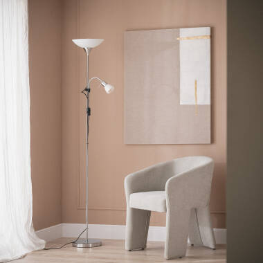 Lámpara de Pie Metal y Cristal con Luz de Lectura Ussel