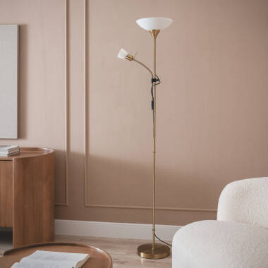 Candeeiro de Pé Metal e Vidro com Luz de Leitura Ussel