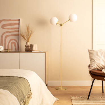 Candeeiro de Pé Metal e Vidro Moonlight 2 Focos