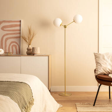 Candeeiro de Pé Metal e Vidro Moonlight 2 Focos