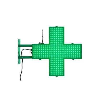 Cruz Farmacia LED Verde exterior doble pantalla con control remoto