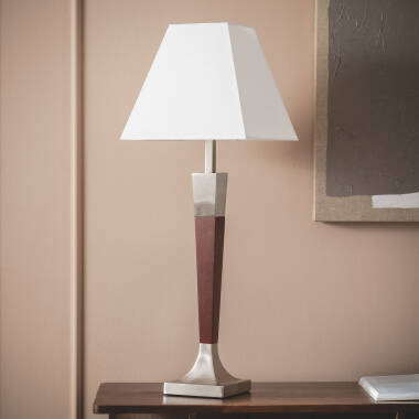 Imagem de Candeeiro de Mesa Madeira e Metal Lizza Piramis