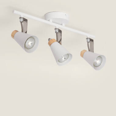 Lámpara de Techo Orientable Metal y Madera 3 Focos Mara