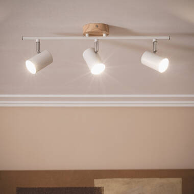 Imagen de Lámpara de Techo Orientable Madera y Metal 3 Focos Albus