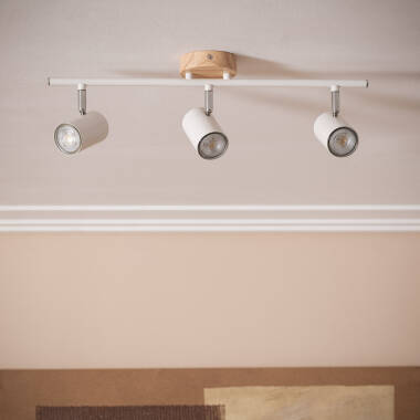 Imagen de Lámpara de Techo Orientable Madera y Metal 3 Focos Albus