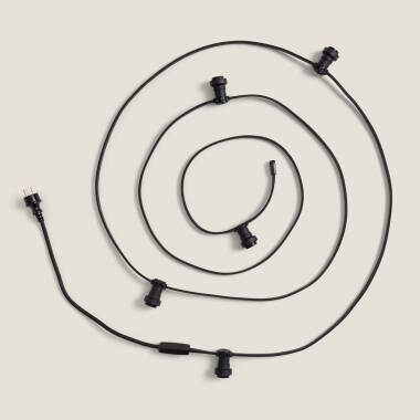 Guirnaldas para Exterior IP44 Cable Eléctrico Plano con Portalámparas E27 a Medida Negro
