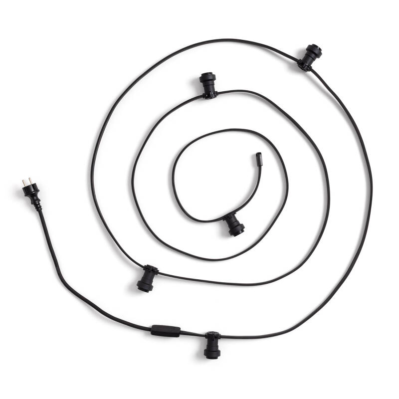 Imagen de Guirnaldas para Exterior IP44 Cable Eléctrico Plano con Portalámparas E27 a Medida Negro