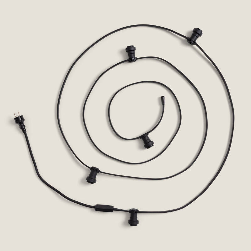 Imagen de Guirnaldas para Exterior IP44 Cable Eléctrico Plano con Portalámparas E27 a Medida Negro