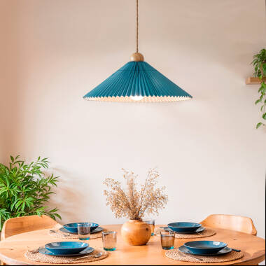 Imagem de Candeeiro Suspenso Madeira e Tecido Luanda