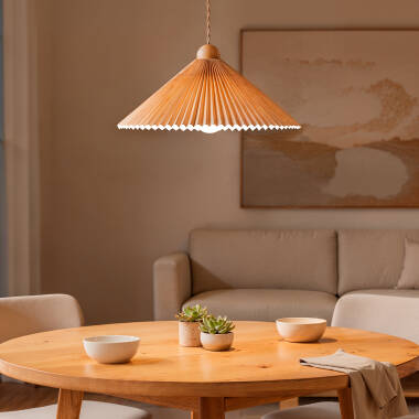 Imagem de Candeeiro Suspenso Madeira e Tecido Luanda