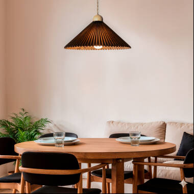 Imagem de Candeeiro Suspenso Madeira e Tecido Luanda