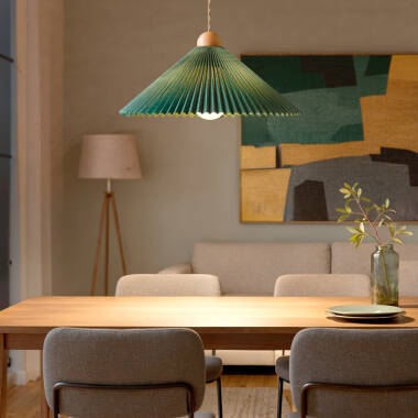 Imagen de Lámpara Colgante Madera y Tela Luanda