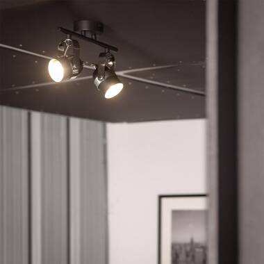 Imagem de Candeeiro de Teto Orientável Alumínio 2 Focos Preto Sinner