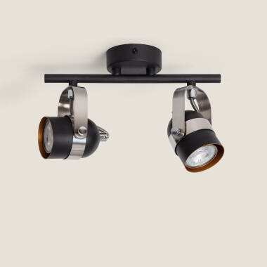 Imagem de Candeeiro de Teto Orientável Alumínio 2 Focos Preto Sinner