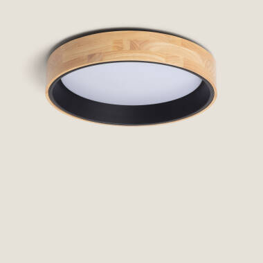Plafón  LED 30W Circular em Madeira e Alumínio Ø570 mm CCT Selecionável Dari