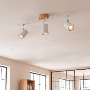 Imagen de Lámpara de Techo Orientable Madera y Metal 3 Focos Albus