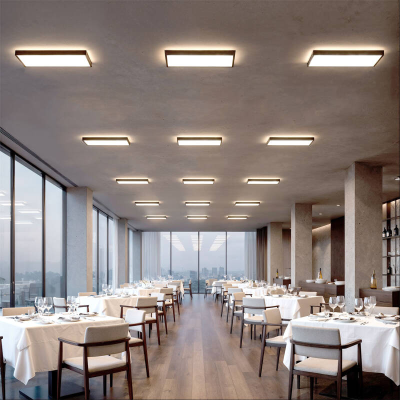 Imagem de Plafon LED 24W Retangular SwitchCCT Seleccionável 580x200 mm Iluminação Dupla Preto