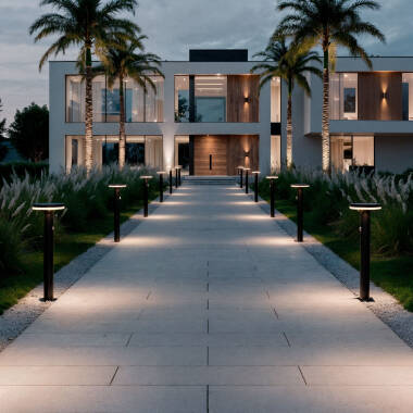 Imagen de Baliza Solar Exterior LED 6W Superficie Pie 45cm con Detector de Movimiento Helios Inox 304