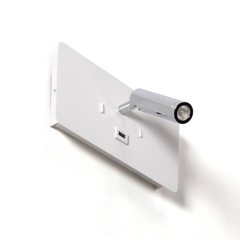 Imagem de Candeeiro de Parede com Luz de Leitura LED 8W Metal com Entrada USB Rossey