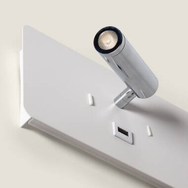 Imagem de Candeeiro de Parede com Luz de Leitura LED 8W Metal com Entrada USB Rossey