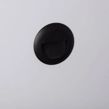 Baliza Exterior LED 3W Empotrable Aluminio Pared Circular Negro Olite