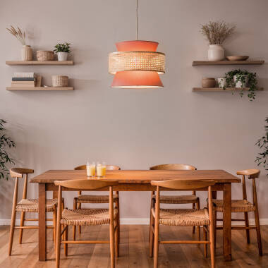 Imagem de Candeeiro Suspenso Rattan e Tecido Chulu