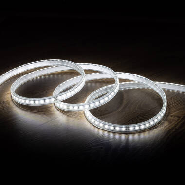 Tira LED 220V AC 100 LED/m Blanco Frío IP67 a Medida Ancho 14mm Corte cada 25 cm