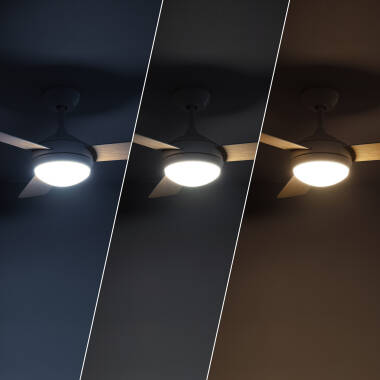 Imagem de Ventoinha de Teto LED Navy Branco Madeira 107cm Motor DC