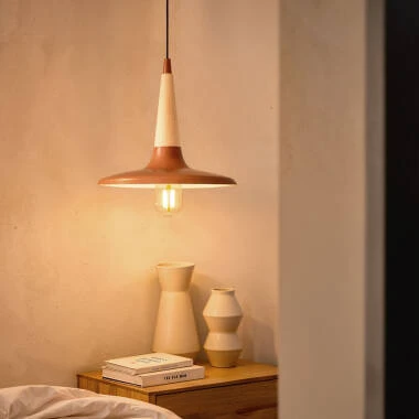 Imagem de Candeeiro Suspenso Metal e Madeira Bekasi