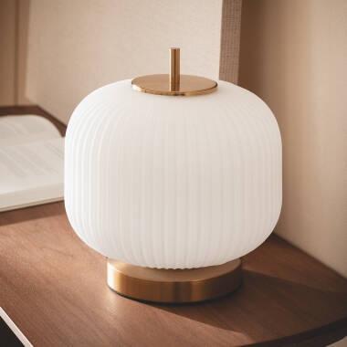 Candeeiro de Mesa Metal e Vidro Beca