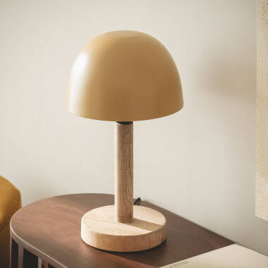 Candeeiro de Mesa Metal e Madeira Mallavi