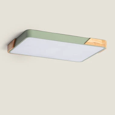 Plafon LED 30W Retangular Madeira e Metal 625x425 mm CCT Seleccionável Semi-Dari
